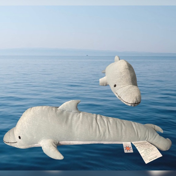 Morgan Home Fashions Gray Dolphin Shaped Pillow Plush 30" Man Cave Beach House - Picture 1 of 5